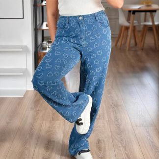 Denim Trousers Love Crochet Wash Straight