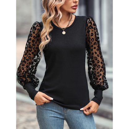 Slim-fit Color Matching Long-sleeved Top - Image 3