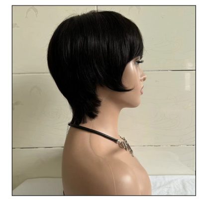 Short Straight Wig Women's Short Hair Head Cover Real Human Hair - Image 8