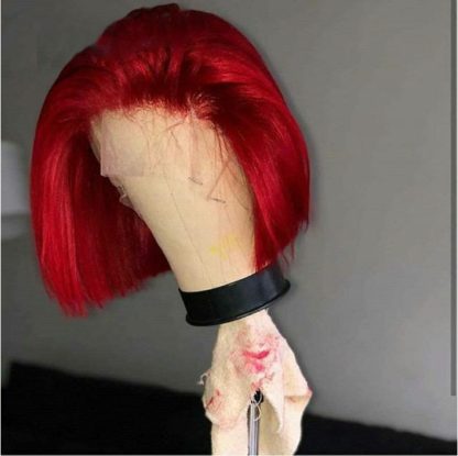 Partially Divided Big Red BOB Short Hair - Image 4