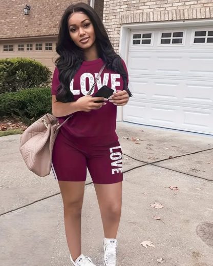 Love Print Casual Two-piece Set - Image 2