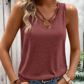 Women's Solid Color Simple Daily Wear Sleeveless Tank Top