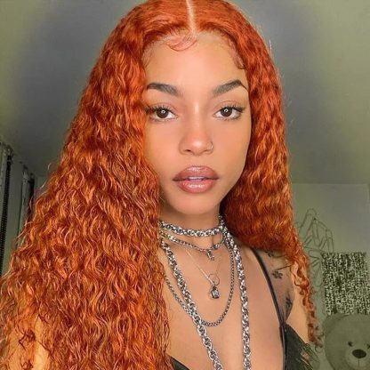 Front Lace Small Curly Orange Curly Hair Chemical Fiber Fake Head Cover - Image 5