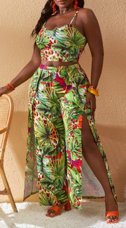 Plus Size Vacation Print Short Sets - Image 4