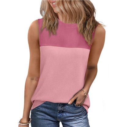 Round Neck Multicolor Sleeveless Top For Short Sleeve Vest Women - Image 9