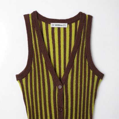 European And American Style Fashion Sexy Hot Girl Striped Knitted Dress - Image 3