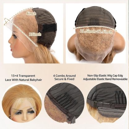 Human Hair Wig Front Lace All Real Hair 13 X4 Headgear - Image 4