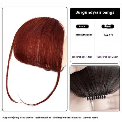 Women's Air Natural Forehead Invisible Seamless Hair-free Seam Full Real Bangs Wig Set - Image 9