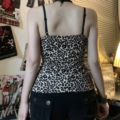 INS Hot Girl Sexy Leopard Lace Splicing Sling - Image 4