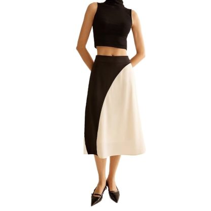 Color Contrast Patchwork Leisure Women's Skirt - Image 4