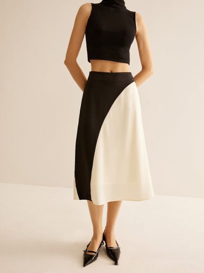 Color Contrast Patchwork Leisure Women's Skirt - Image 5