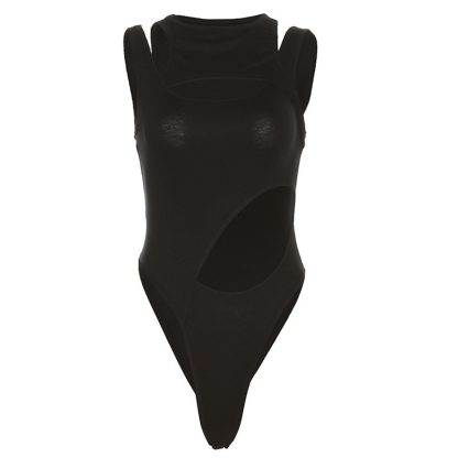 Women's Solid Color Slim Street Fashion Sleeveless Leotard - Image 6
