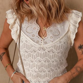 Summer Solid Color Hollow Knitted Vest For Women