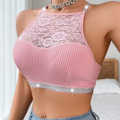 Stitching Halter Silver Ribbon Vest - Image 4