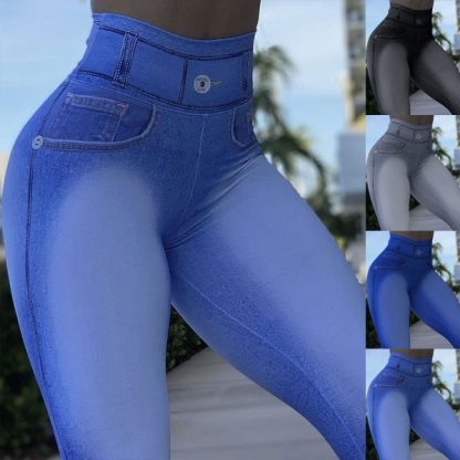 High Waist Camouflage Slim Fashion Button Stitching Casual Feet Trousers