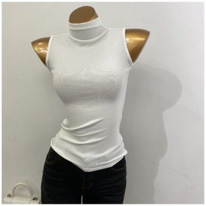 Korean Style Half Turtleneck Sleeveless Vest Top - Image 7
