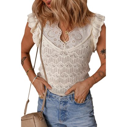 Summer Solid Color Hollow Knitted Vest For Women - Image 6
