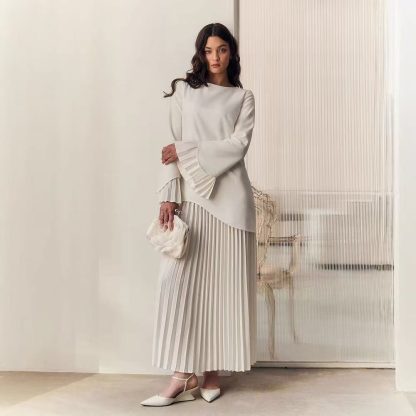 Round Neck Loose Casual Top Retro Temperament Skirt Suit Women - Image 4