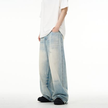 Water Washed Hole Wide Jeans For Men And Women - Image 4