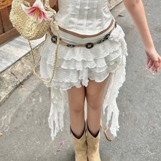 Vacation Style Three-dimensional Flower Lace Strap Skirt