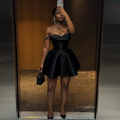 New Elegant Sequin Stitching Bandeau Sling Dress - Image 2