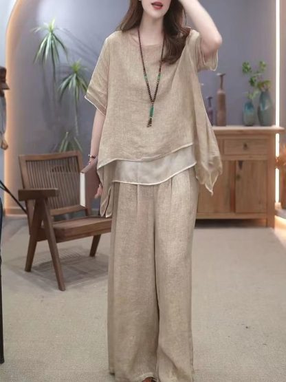 Retro Tencel Cotton And Hemp Set For Women - Image 5