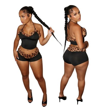 Women's Lace-up Ultra Short Two-piece Set - Image 4