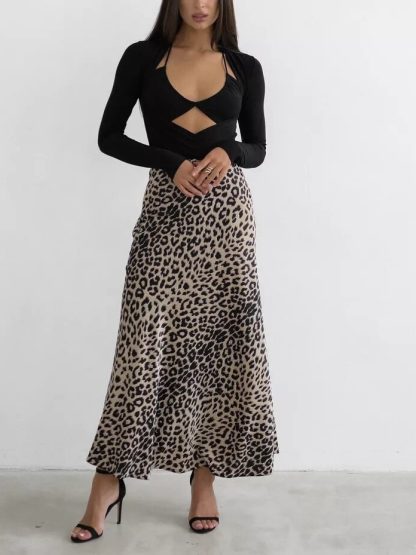 Women's Leopard Fishtail High Waist Casual Skirt - Image 6