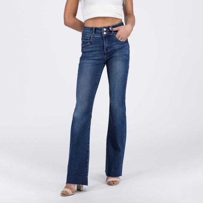 Women's High Waist Straight Double Button Jeans - Image 7