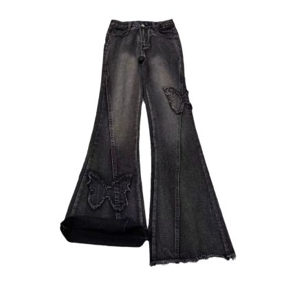 Fashion Elastic Plus Size Women's Denim Flared Pants - Image 5