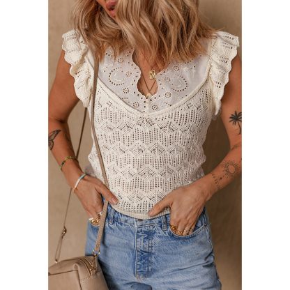 Summer Solid Color Hollow Knitted Vest For Women - Image 2