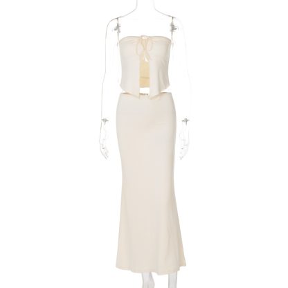 Sexy Patchwork Open-bone Top Slim Fit Temperament Sheath Mid-length Suit Skirt - Image 6