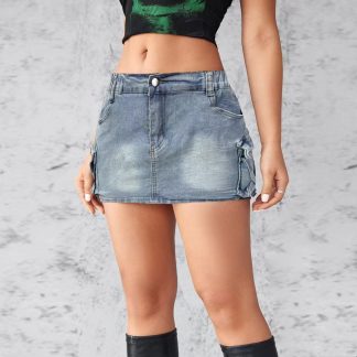 Women's Retro Stretch Slim-fitting Workwear Pocket Skirt