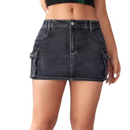Women's Retro Stretch Slim-fitting Workwear Pocket Skirt - Image 5