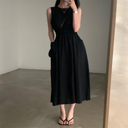 Pocket Sleeveless Vest Dress Women - Image 3