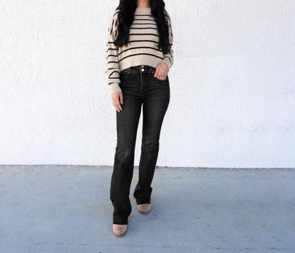 Women's High Waist Straight Double Button Jeans - Image 8