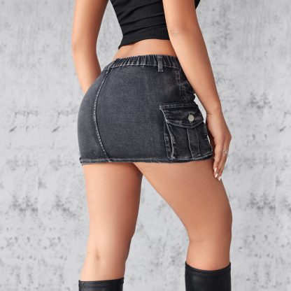 Women's Retro Stretch Slim-fitting Workwear Pocket Skirt - Image 2