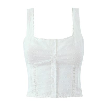 Flower Embroidered Button Cardigan Short Camisole - Image 5