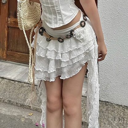Vacation Style Three-dimensional Flower Lace Strap Skirt - Image 2