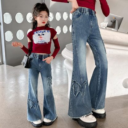 Girls' Casual Stretch All-match Denim Trousers - Image 2