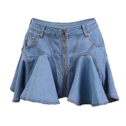 Three-dimensional Ruffled Stitching Denim Skirt - Image 5