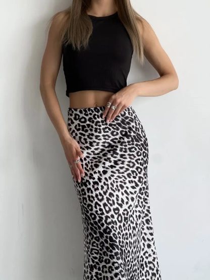 Women's Leopard Fishtail High Waist Casual Skirt - Image 7
