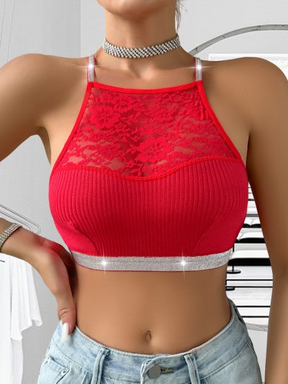 Stitching Halter Silver Ribbon Vest - Image 8