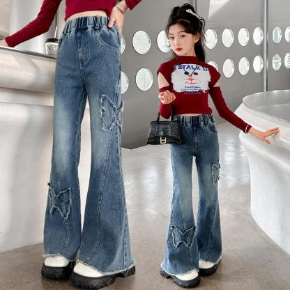 Girls' Casual Stretch All-match Denim Trousers - Image 4