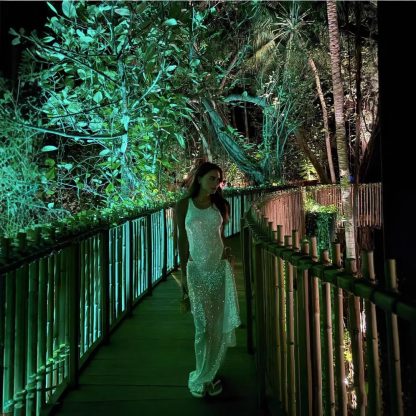 Spring And Summer Fashion Sequin Sleeveless Split Midriff Outfit Two-way Jumpsuit Skirt - Image 2