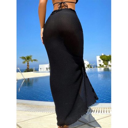 New Conservative Solid Color Pleated High-grade Long Overskirt - Image 2