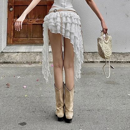 Vacation Style Three-dimensional Flower Lace Strap Skirt - Image 4