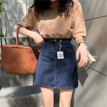 Small Denim Skirt Women's Summer Dark Blue - Image 2