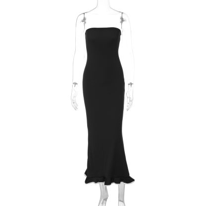 Hot Selling Solid Color New Sexy Tube Top Big Wave Dress Women - Image 5