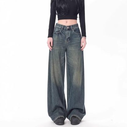 High Waist Drooping Versatile Mop Pants Wide Leg Jeans - Image 4